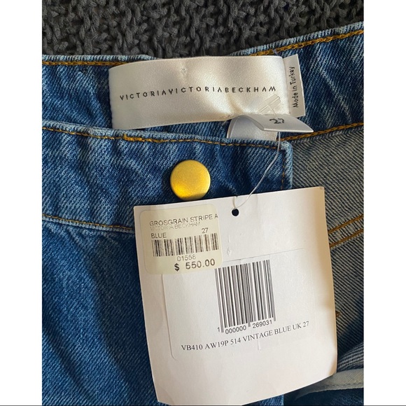 NVT Victoria Beckham Grosgrain Stripe Blue Jeans - Picture 7 of 8